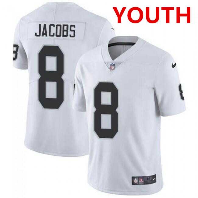 Youth Las Vegas Raiders #8 Josh Jacobs White Vapor Untouchable Limited Stitched Jersey->philadelphia eagles->NFL Jersey